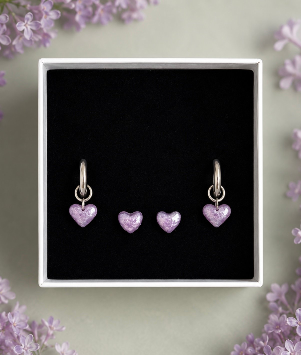 Set cuori lavanda
